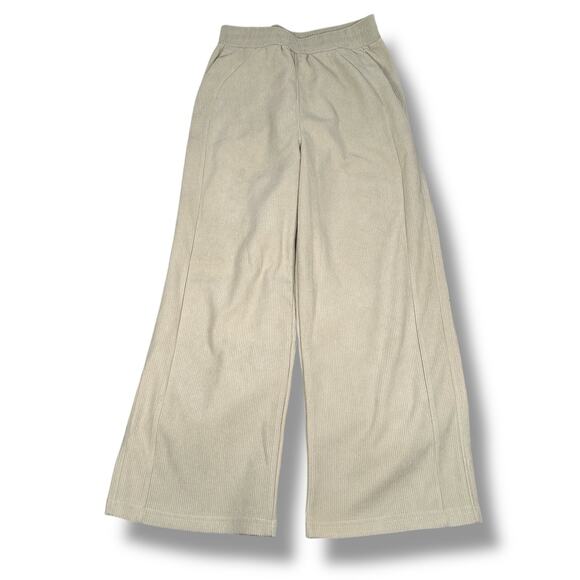 Halara Corduroy Pants Women’s Small Cream Beige Wide Leg Pull-On Lounge NWT New - Picture 1 of 11